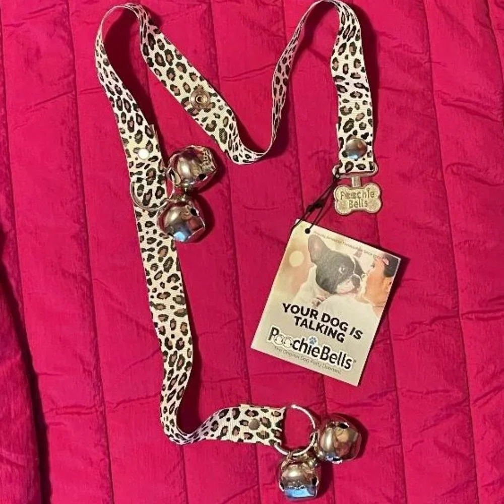 NWT LEOPARD PRINT POOCHIE BELLS ~ DOGGIE POTTIE DOORBELL TRAINING FOR PUPS DOGS